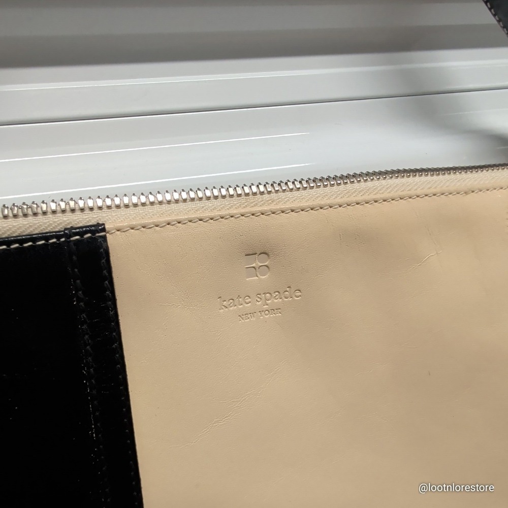 Kate Spade Colorblock Leather Shoulder Bag Black Red Cream Made in Italy Small - Picture 2 of 7